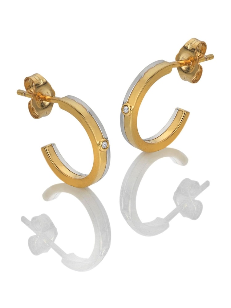 Hot Diamonds Sterling Silver Parellel Two Tone Earrings - Image 1 of 3 Hot Diamonds Sterling Silver Parellel Two Tone Earrings - Image 1 of 3