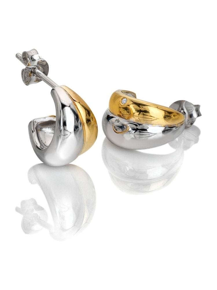 Hot Diamonds Sterling Silver Droplet Two Tone Earrings - Image 1 of 3 Hot Diamonds Sterling Silver Droplet Two Tone Earrings - Image 1 of 3