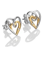 Hot Diamonds 925 Sterling Silver Tone Open Two Heart Earrings - Image 1 of 3