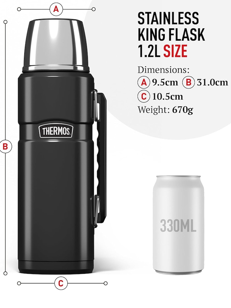 Thermos Matt Black SK2010 1.2L GTB Stainless King Flask - Image 5 of 5 Thermos Matt Black SK2010 1.2L GTB Stainless King Flask - Image 5 of 5