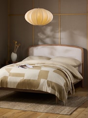 Wooden Dark Bronx Boucle Twill Oyster Natural Matson Wooden Bed Frame - Image 1 of 4