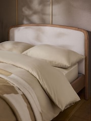 Wooden Dark Bronx Boucle Twill Oyster Natural Matson Wooden Bed Frame - Image 5 of 9