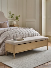 Tweedy Plain Light Natural Lily Wooden Storage Ottoman Bench - Image 1 of 8