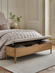 Tweedy Plain Light Natural Lily Wooden Storage Ottoman Bench - Image 2 of 8