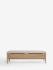 Tweedy Plain Light Natural Lily Wooden Storage Ottoman Bench - Image 5 of 8