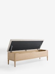 Tweedy Plain Light Natural Lily Wooden Storage Ottoman Bench - Image 6 of 8