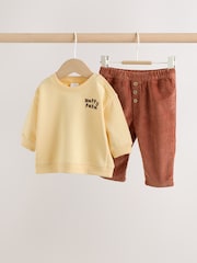 Yellow Farm Sweatshirt and Cord Trousers Baby Set 2 Piece (0mths-2yrs) - Image 1 of 10