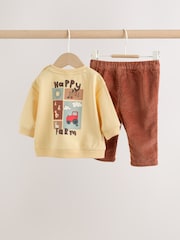 Yellow Farm Sweatshirt and Cord Trousers Baby Set 2 Piece (0mths-2yrs) - Image 2 of 10