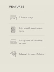 Wooden Light Oak Effect Soft Twill Mink Natural Matson Ottoman Storage Bed Frame - Image 2 of 2