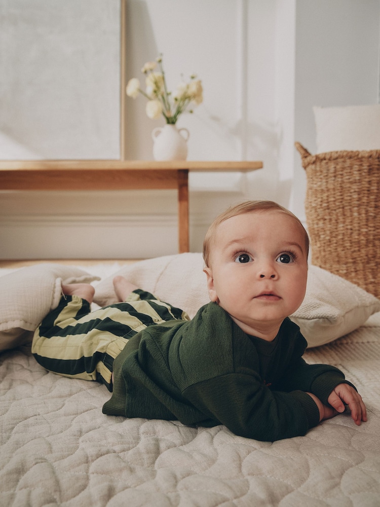Green Stripe Baby Set Sweat Top and Trousers (0mths-2yrs) - Image 1 of 3 Green Stripe Baby Set Sweat Top and Trousers (0mths-2yrs) - Image 1 of 3