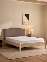 Wooden Light Oak Effect Soft Twill Mink Natural Matson Wooden Bed Frame - Image 2 of 9