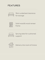 Wooden Light Oak Effect Soft Twill Mink Natural Matson Wooden Bed Frame - Image 4 of 9