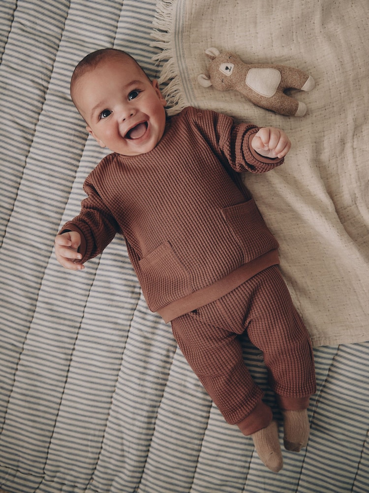 Brown Textured Top and Legging Baby Set (0mths-2yrs) - Image 1 of 19 Brown Textured Top and Legging Baby Set (0mths-2yrs) - Image 1 of 19
