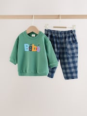 Green Slogan Baby Set Sweat Top and Trousers (0mths-2yrs) - Image 1 of 11
