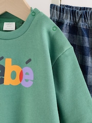 Green Slogan Baby Set Sweat Top and Trousers (0mths-2yrs) - Image 7 of 11