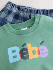 Green Slogan Baby Set Sweat Top and Trousers (0mths-2yrs) - Image 8 of 11