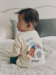 Neutral/Blue Space Top and Leggings Baby Set (0mths-2yrs) - Image 1 of 20