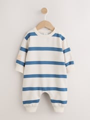 Blue/Ecru Stripe Sweat Baby Romper (0mths-3yrs) - Image 1 of 10