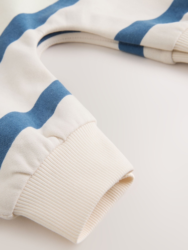 Blue/Ecru Stripe Sweat Baby Romper (0mths-3yrs) - Image 10 of 10 Blue/Ecru Stripe Sweat Baby Romper (0mths-3yrs) - Image 10 of 10