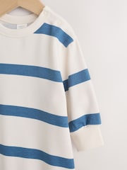 Blue/Ecru Stripe Sweat Baby Romper (0mths-3yrs) - Image 3 of 10