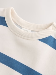 Blue/Ecru Stripe Sweat Baby Romper (0mths-3yrs) - Image 4 of 10