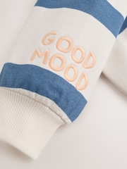 Blue/Ecru Stripe Sweat Baby Romper (0mths-3yrs) - Image 6 of 10