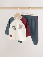 Blue/Neutral Varsity Top and Leggings Baby Set (0mths-2yrs) - Image 1 of 14