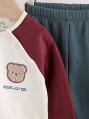 Blue/Neutral Varsity Top and Leggings Baby Set (0mths-2yrs) - Image 7 of 14