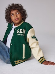 Superdry Green Varsity Bomber Jacket - Image 3 of 12