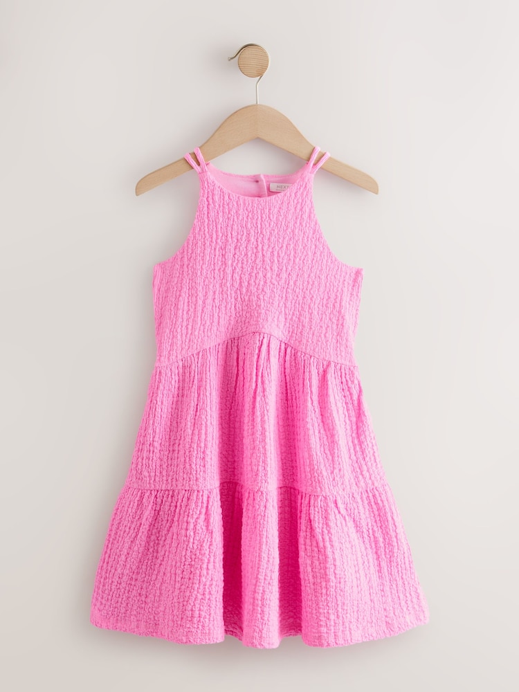 Pink/Cream Strappy Crinkle Summer Dress 2 Pack (3-16yrs) - Image 2 of 6
