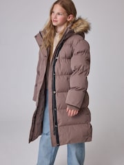 Superdry Taupe Brown Everest Longline Puffer Coat - Image 2 of 7