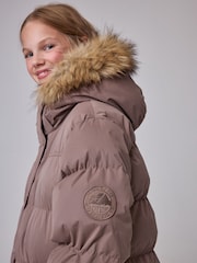 Superdry Taupe Brown Everest Longline Puffer Coat - Image 5 of 7