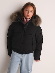 Superdry Black Everest Padded Bomber Coat - Image 3 of 10