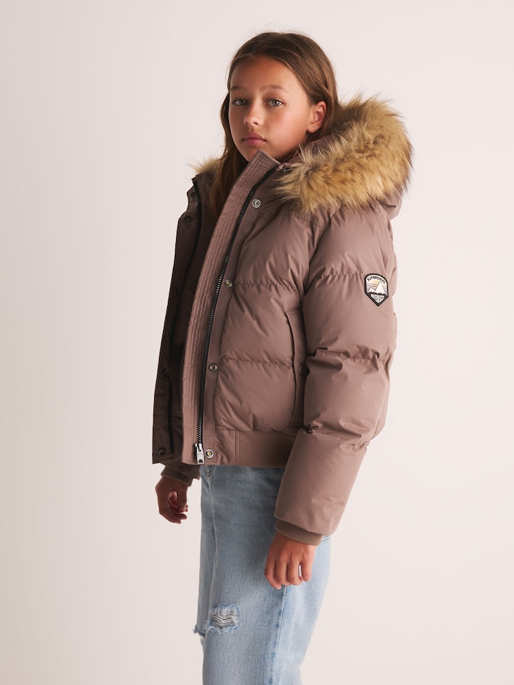 Superdry Taupe Brown Everest Padded Bomber Coat - Image 1 of 15 Superdry Taupe Brown Everest Padded Bomber Coat - Image 1 of 15
