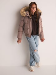 Superdry Taupe Brown Everest Padded Bomber Coat - Image 2 of 15