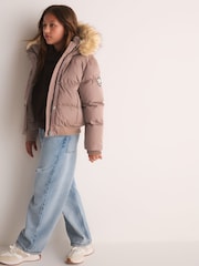 Superdry Taupe Brown Everest Padded Bomber Coat - Image 3 of 15