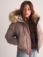 Superdry Taupe Brown Everest Padded Bomber Coat - Image 4 of 15
