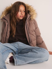 Superdry Taupe Brown Everest Padded Bomber Coat - Image 6 of 15