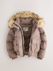 Superdry Taupe Brown Everest Padded Bomber Coat - Image 9 of 15