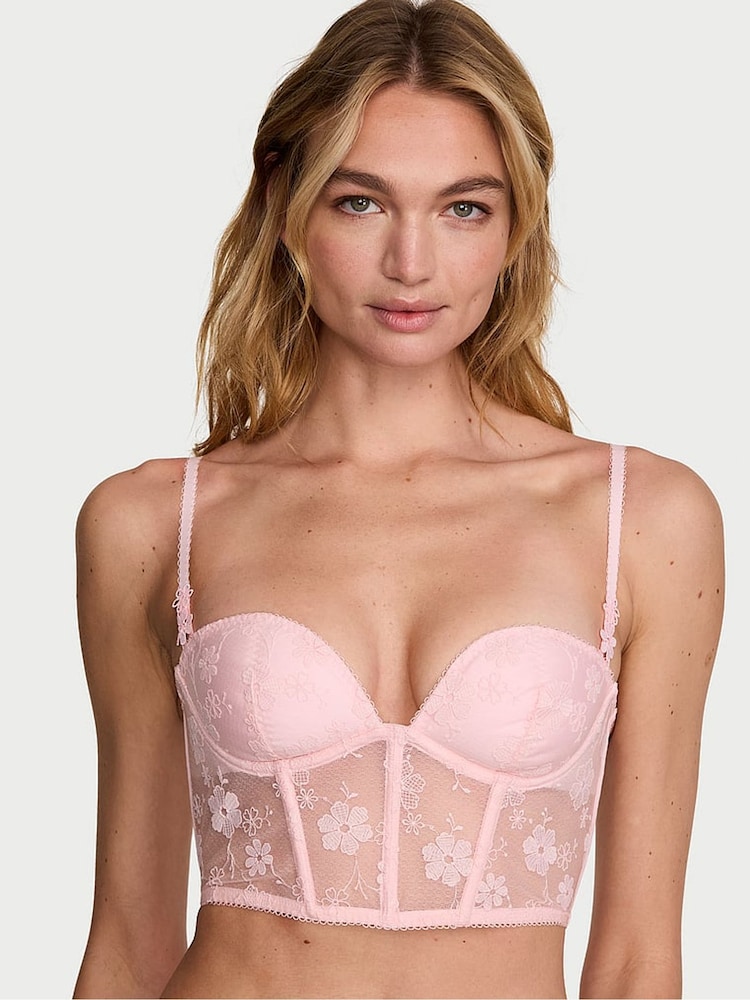 Victoria's Secret Angel Pink Blossom Embroidery Plunge Corset Top - Image 1 of 3 Victoria's Secret Angel Pink Blossom Embroidery Plunge Corset Top - Image 1 of 3