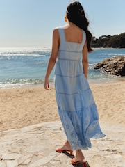 BHOEM Blue Square Neck Embroidered Maxi Dress - Image 4 of 5