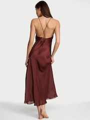 Victoria's Secret Cherry Wood Red Sheer Satin Long Slip Dress - Image 2 of 2