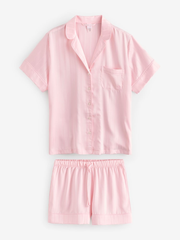 Victoria's Secret Angel Pink Satin Short Pyjamas Set - Image 1 of 5 Victoria's Secret Angel Pink Satin Short Pyjamas Set - Image 1 of 5