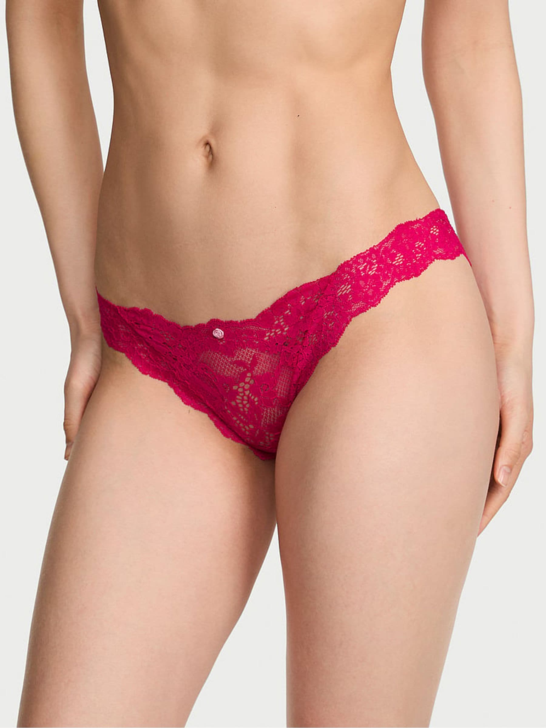 Victoria's Secret Vibrant Fuchsia Pink Bikini Lace Knickers