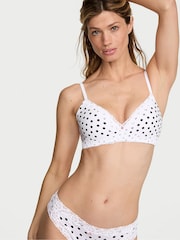 Victoria's Secret White Polka Dot Lightly Lined Non Wired Cotton Lace Trim Bra - Image 1 of 3