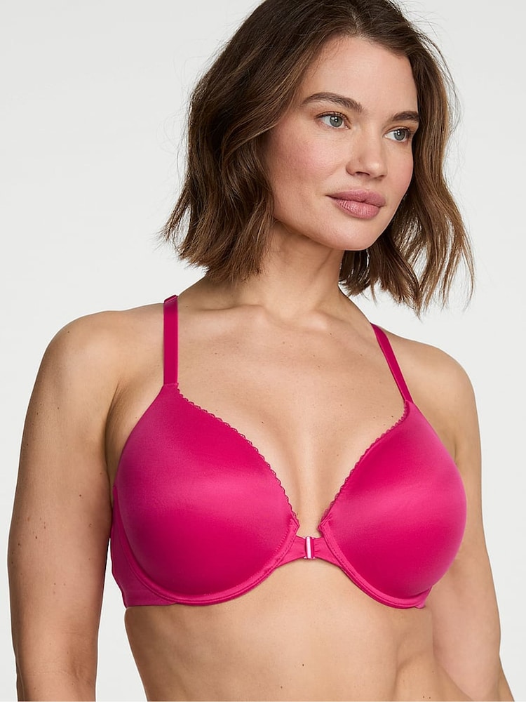 Victoria's Secret Pop Pink Lightly Lined Full Cup Lace Front Close Bra - Image 1 of 3