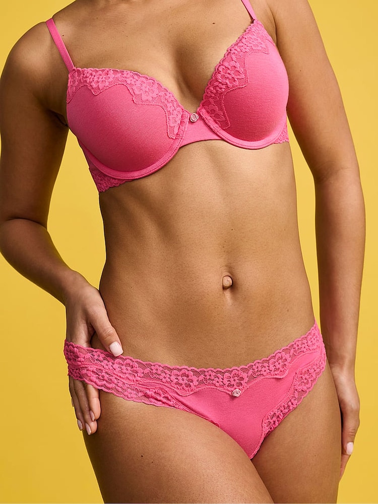 Victoria's Secret Pink Radiance Full Cup Push Up Cotton Lace Trim Bra - Image 3 of 3