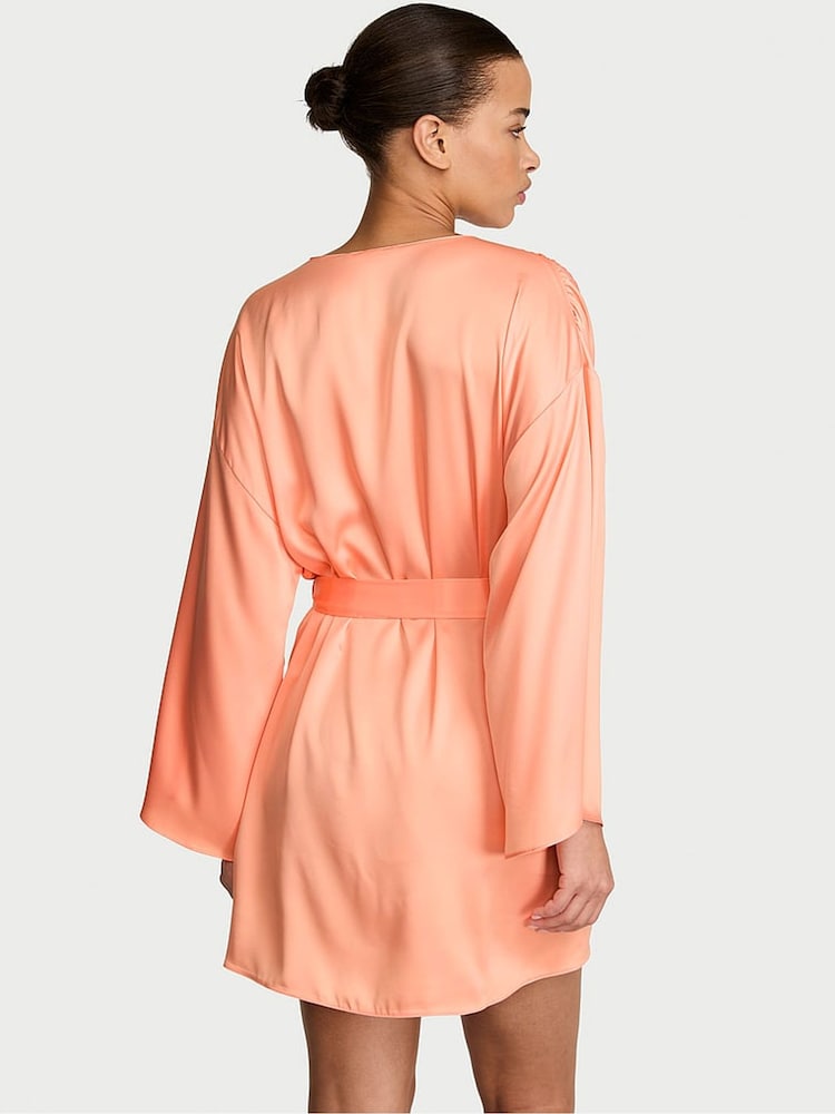 Victoria's Secret Tropical Peach Orange Satin Short Robe - Image 2 of 2