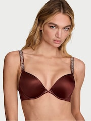 Victoria's Secret Dark Chili Brown Add 2 Cups Push Up Bombshell Shine Strap Bra - Image 1 of 2