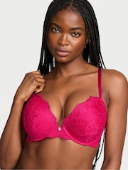 Victoria's Secret Vibrant Fuchsia Pink Push Up Lace Bra - Image 1 of 2